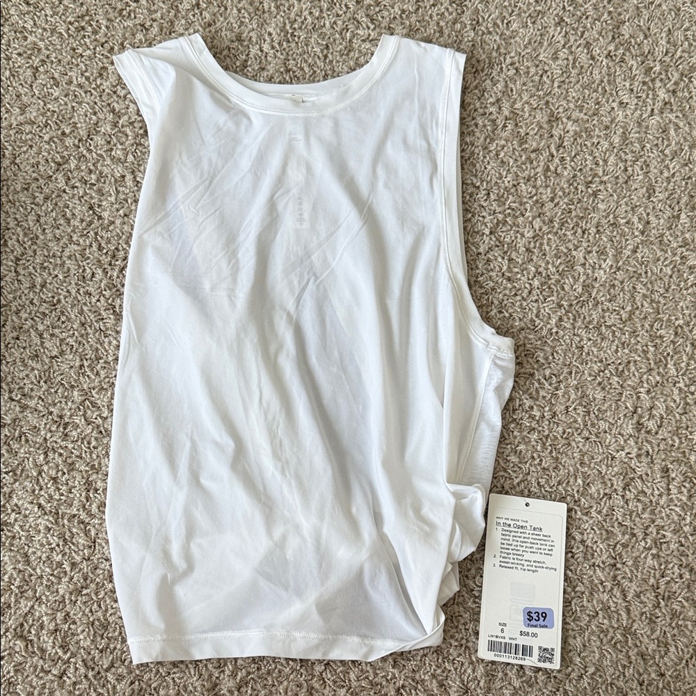 White Sleeveless Women's Top Lululemon size 6 In the Open Tank